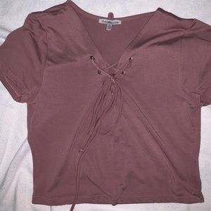 Charlotte Russe Tie Front Crop Tee